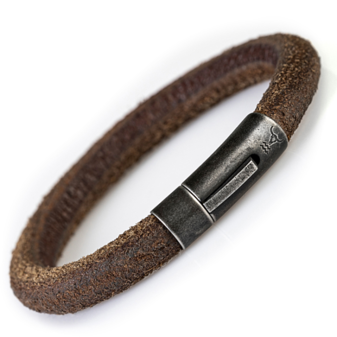 Herren Armband Leder RANGER, vintage Wildleder. Isarrider Armband online Shop.