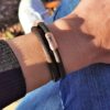 ISARGOLD Damen Leder Armband braun mit Magnetverschluss. Doppelt gewickelt aus hochwertigem Rindsleder. Aus dem Isarrider online Shop für Armbänder.