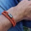 Armband ISARSILBER, neonorange-schwarz meliert, doppelt gewickelt – Bild 2