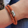 Armband ISARSILBER, neonorange-schwarz meliert, doppelt gewickelt – Bild 3