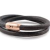 Damen Lederarmband ISARGOLD vintage grau-braun, doppelt gewickelt