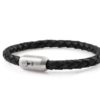 Leather bracelet ISARSILVER, black braided