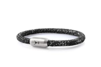 Armband Segeltau "Anker" 6mm Schwarz Grün Weiß Mit Edelstahl