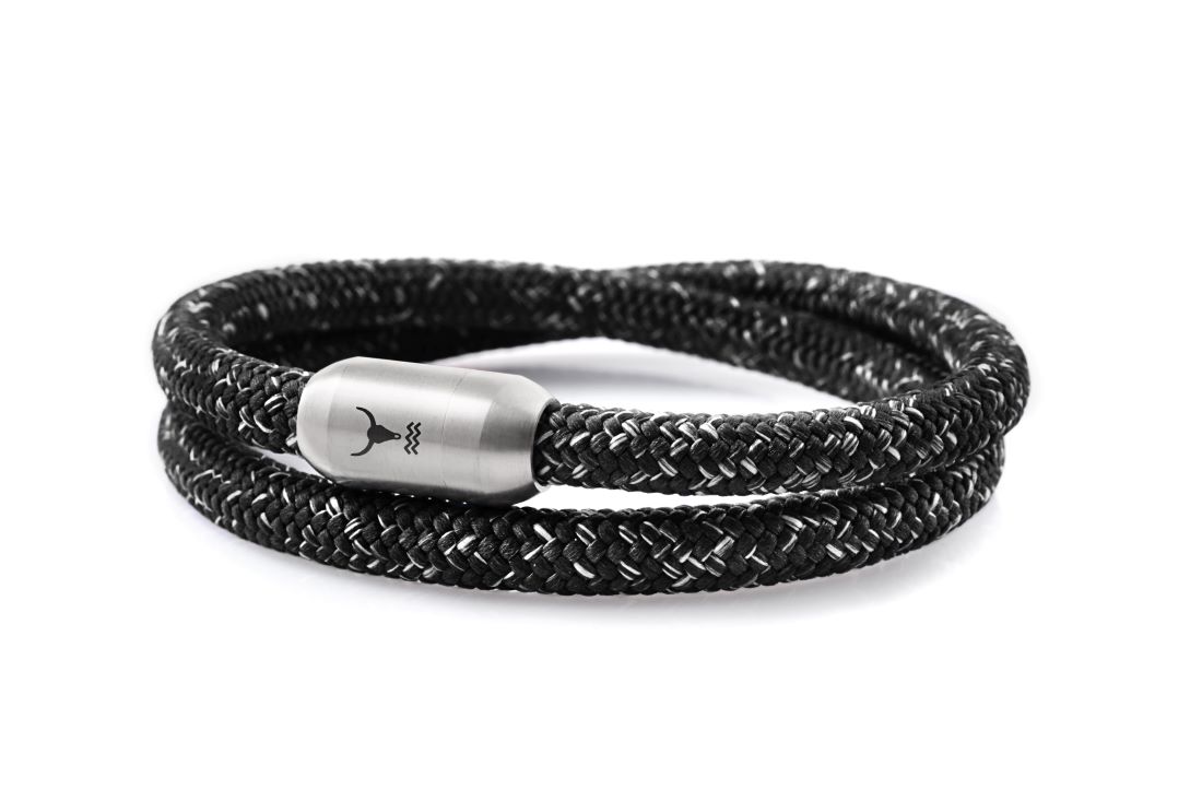 Segeltau Armband schwarz I weiss I silber Handgemacht in Geschenkverpackung 