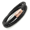 Ladies leather bracelet ISARGOLD, black braided, double wrapped - Image 5