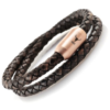 Ladies leather bracelet ISARGOLD, vintage brown braided, double wrapped - Image 3
