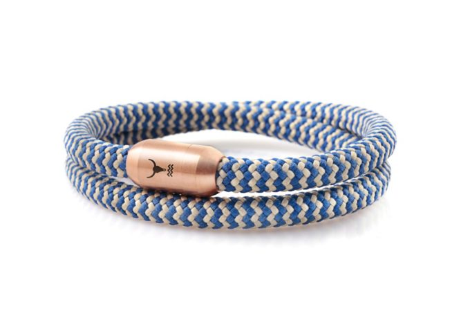 Ladies bracelet ISARGOLD, light blue-sand, double wrapped