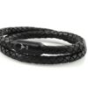Lederarmband BLACK EDITION schwarz geflochten, doppelt gewickelt