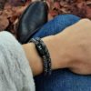 Armband BLACK EDITION, schwarz-weiss meliert, doppelt gewickelt – Bild 3