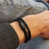 Lederarmband BLACK EDITION schwarz geflochten, doppelt gewickelt – Bild 2