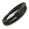 Schwarz geflochtenes Lederarmband, doppelt gewickelt aus hochwertigem Rindsleder. Ergänzt mit einem extrem starken Magnetverschluss aus Edelstahl aus der Isarrider BLACK EDITION Reihe.