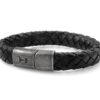 Leather bracelet RIDER, black braided