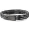 Men's bracelet RIDER, gray-black, double wrapped