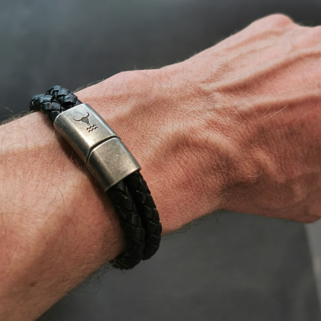 Lederarmband Herren Mit Magnetverschluss – Geflochtenes Armband Aus Rindsleder & Edelstahl In Schmuckschatulle