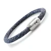 a blue and grey bracelet with a silver metal clasp