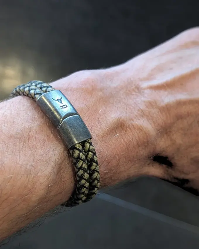 RIDER Snake Lederarmband vintage grau-oliv – Bild 2