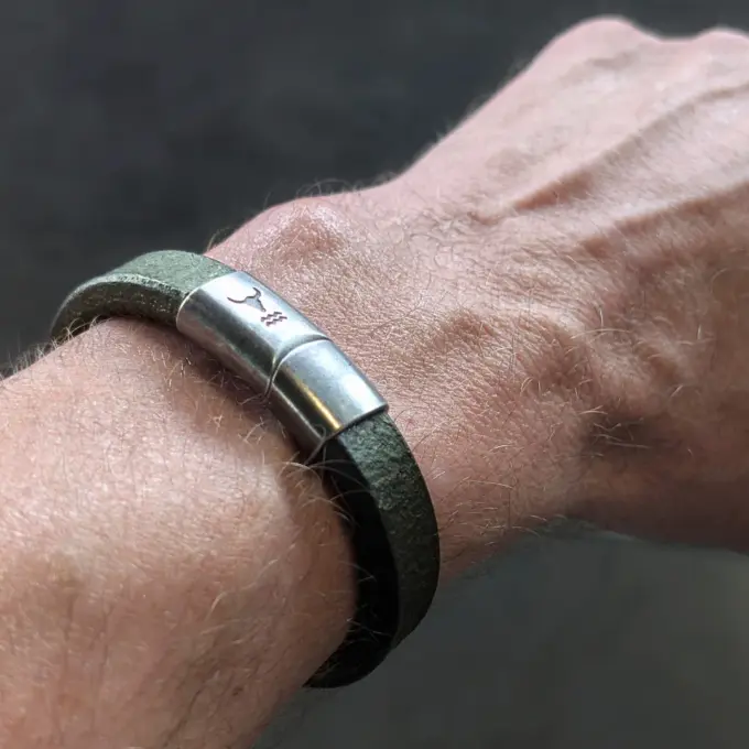 Lederarmband Rider vintage oliv-grau – Bild 2