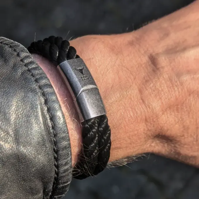 Herrenarmband Rider schwarz-gedreht – Bild 3