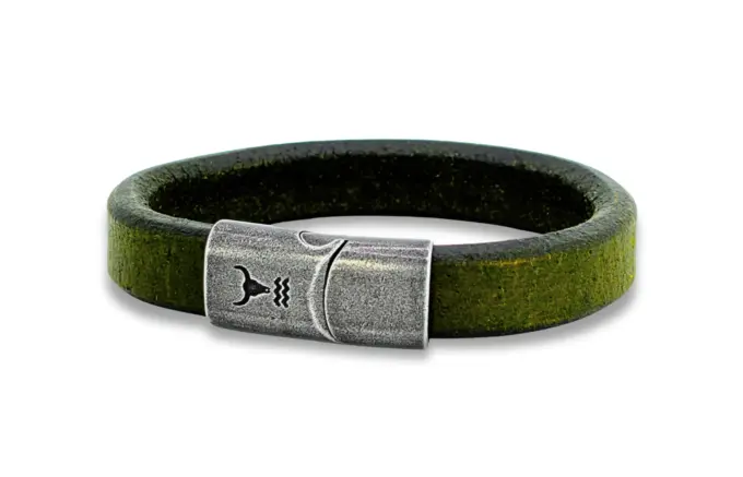 Lederarmband Rider vintage oliv-grau