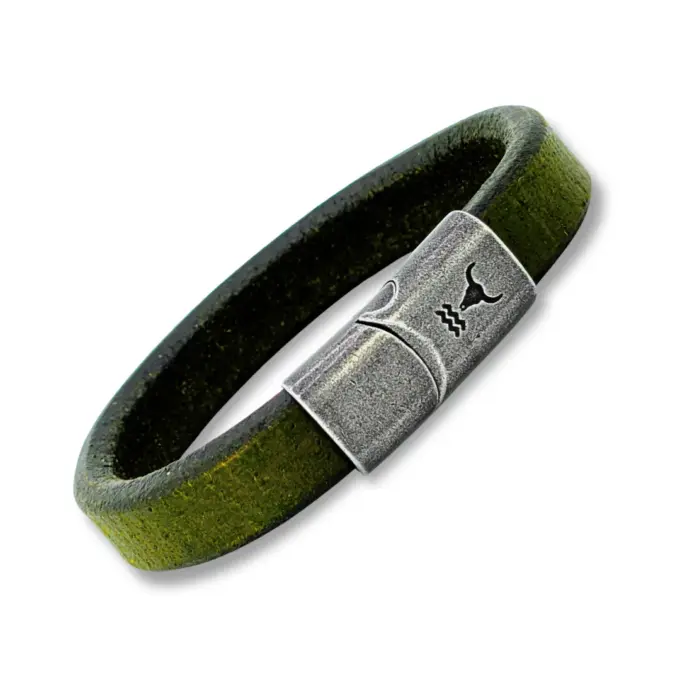 Lederarmband Rider vintage oliv-grau – Bild 3