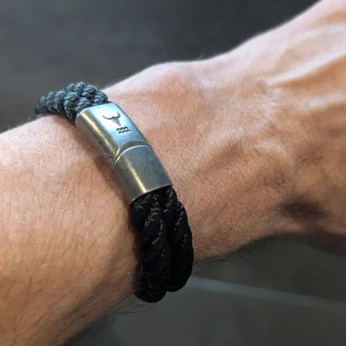 Herrenarmband Rider schwarz-gedreht – Bild 4