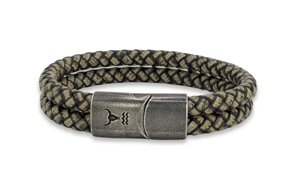 Lederarmband Rider Snake vintage grau-oliv doppelt gewickelt 