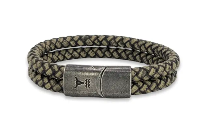 RIDER Snake Lederarmband vintage grau-oliv